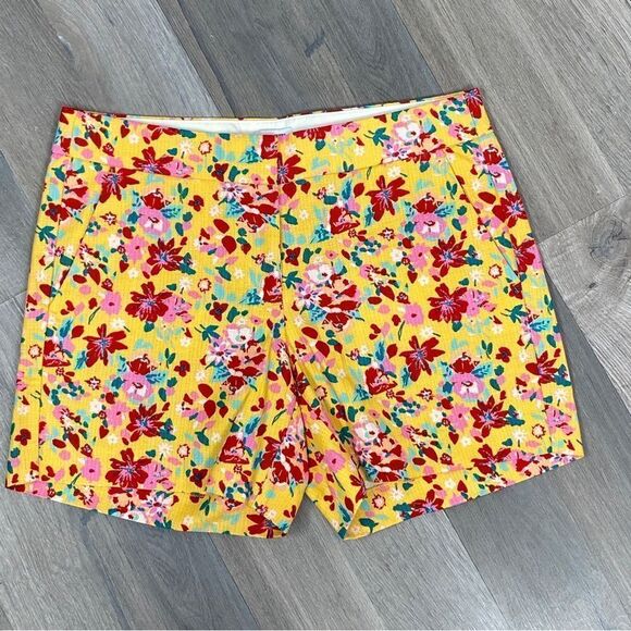 J. Crew Factory Floral Basket Weave Chino Shorts Yellow Multi 4 - Picture 1 of 8
